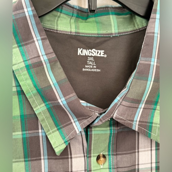 KingSize BIG AND TALL MENS SHIRT. LIKE NEW! SHORT SLEEVE PLAID SPORT SHIRT - Picture 3 of 13